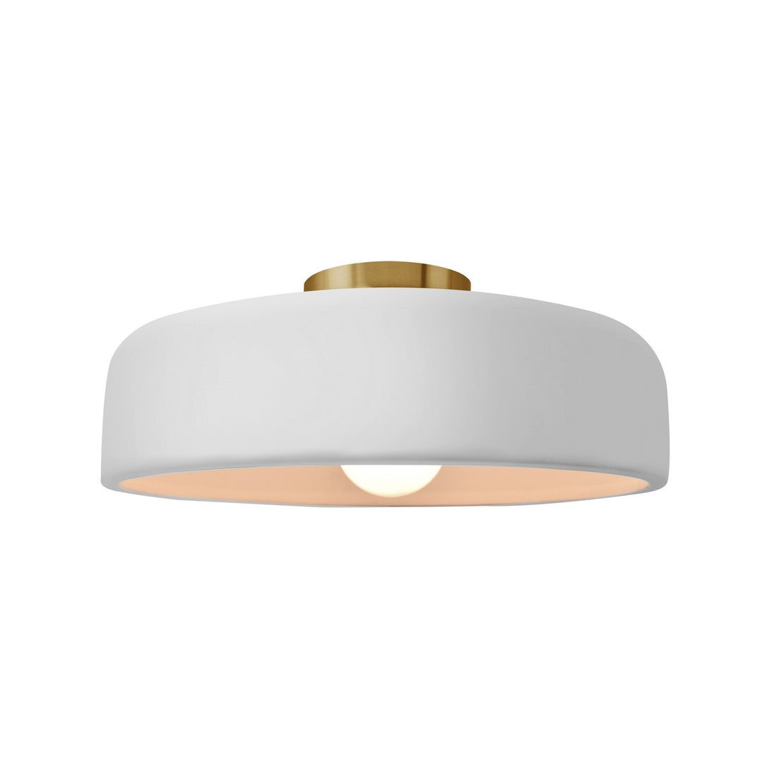 Justice Designs - CER-6343-WTWT-BRSS - One Light Semi-Flush Mount - Radiance - Gloss White (outside and inside of fixture)