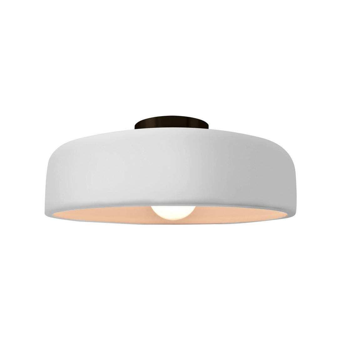 Justice Designs - CER-6343-WTWT-MBLK - One Light Semi-Flush Mount - Radiance - Gloss White (outside and inside of fixture)