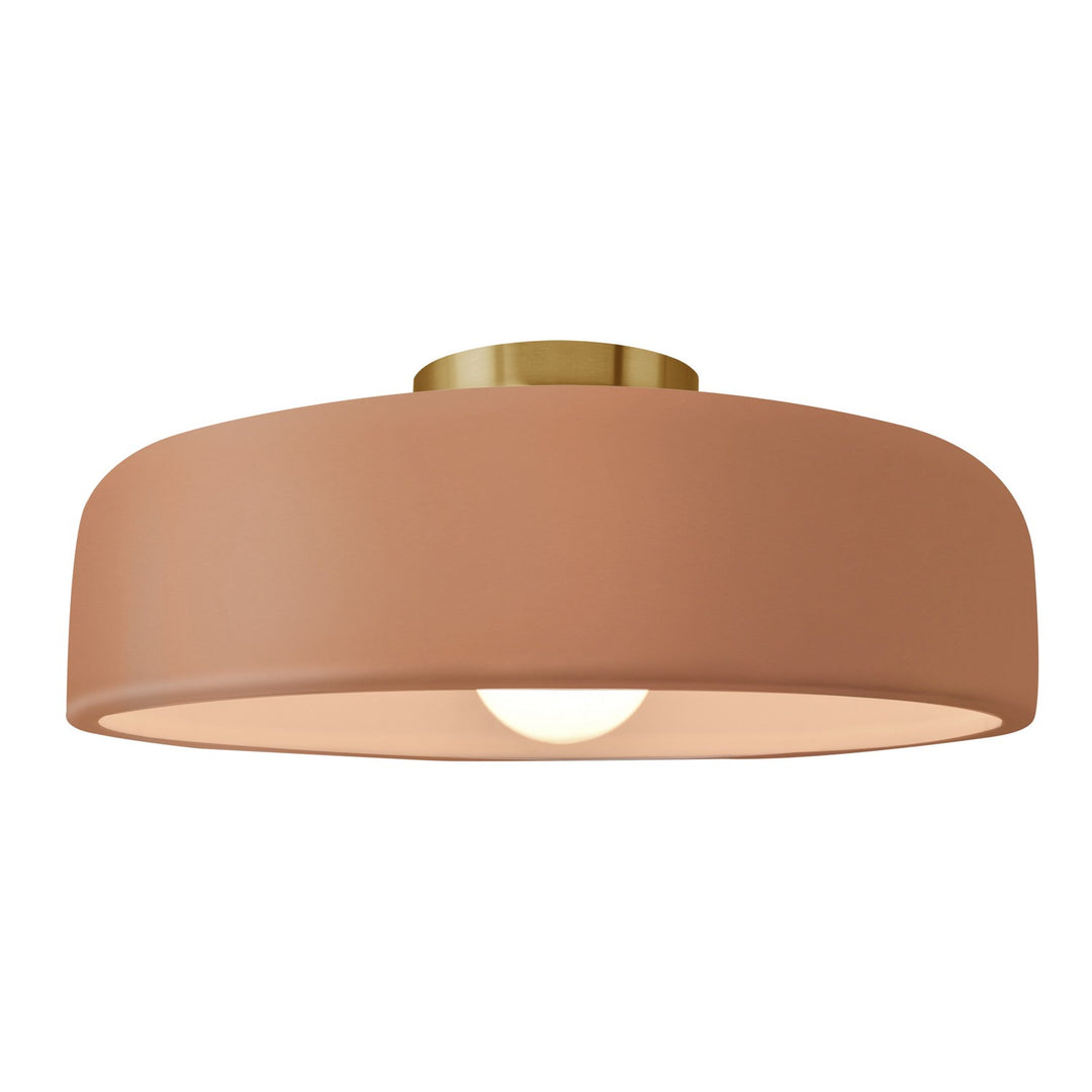 Justice Designs - CER-6345-ADOB-BRSS - One Light Semi-Flush Mount - Radiance - Adobe