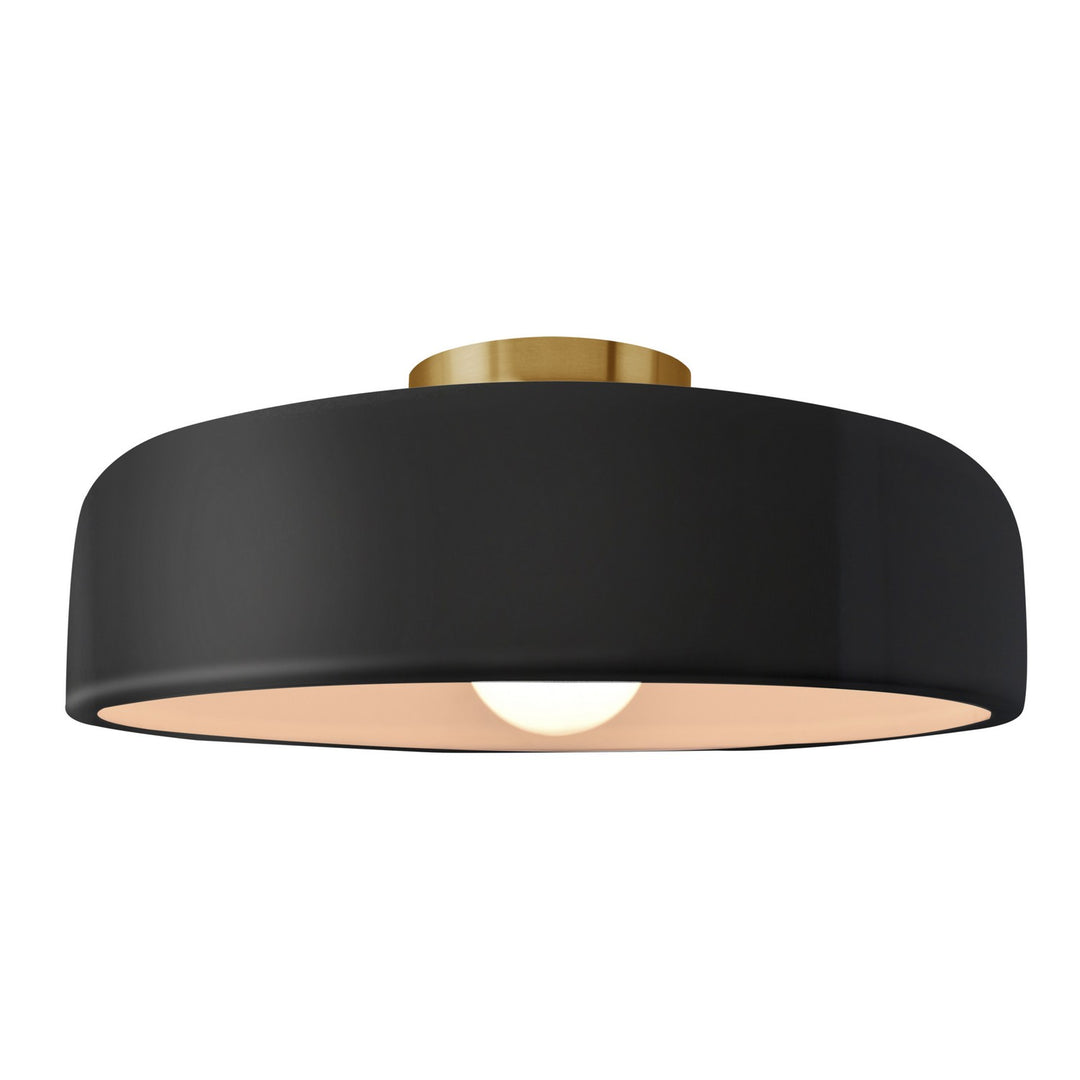 Justice Designs - CER-6345-BKMT-BRSS - One Light Semi-Flush Mount - Radiance - Gloss Black w/ Matte White