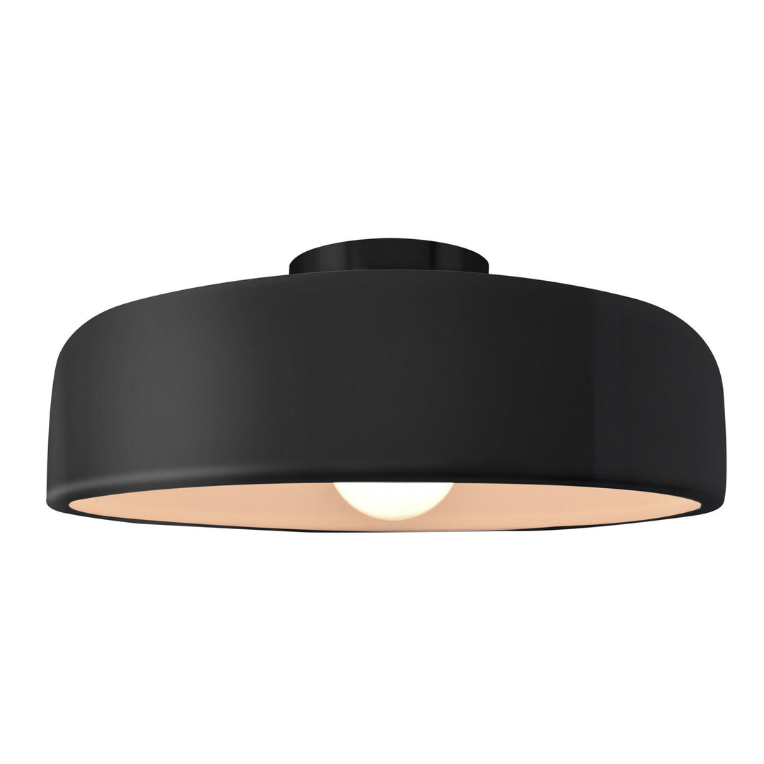Justice Designs - CER-6345-BKMT-MBLK - One Light Semi-Flush Mount - Radiance - Gloss Black w/ Matte White