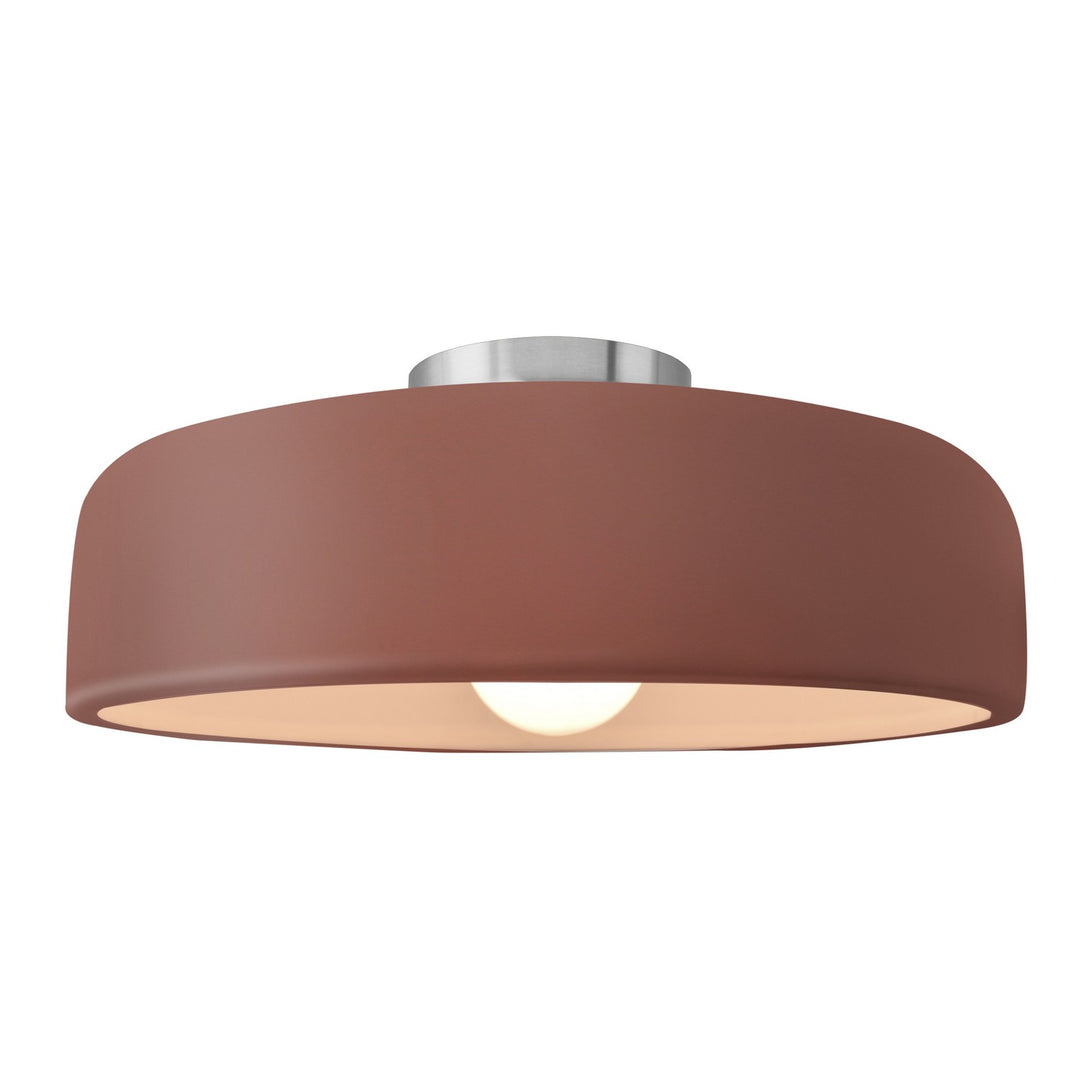 Justice Designs - CER-6345-CLAY-NCKL - One Light Semi-Flush Mount - Radiance - Canyon Clay