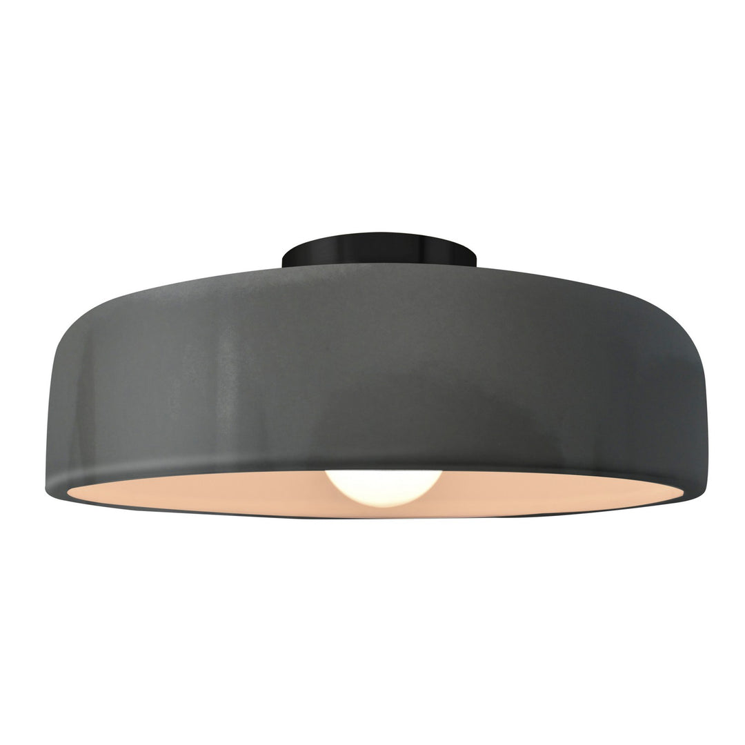 Justice Designs - CER-6345-GRY-MBLK - One Light Semi-Flush Mount - Radiance - Gloss Grey