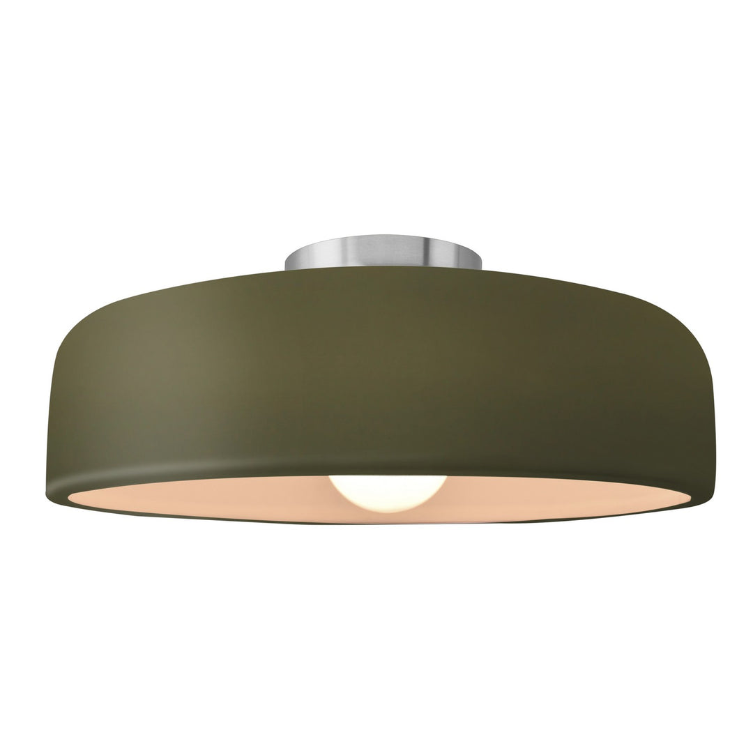 Justice Designs - CER-6345-MGRN-NCKL - One Light Semi-Flush Mount - Radiance - Matte Green