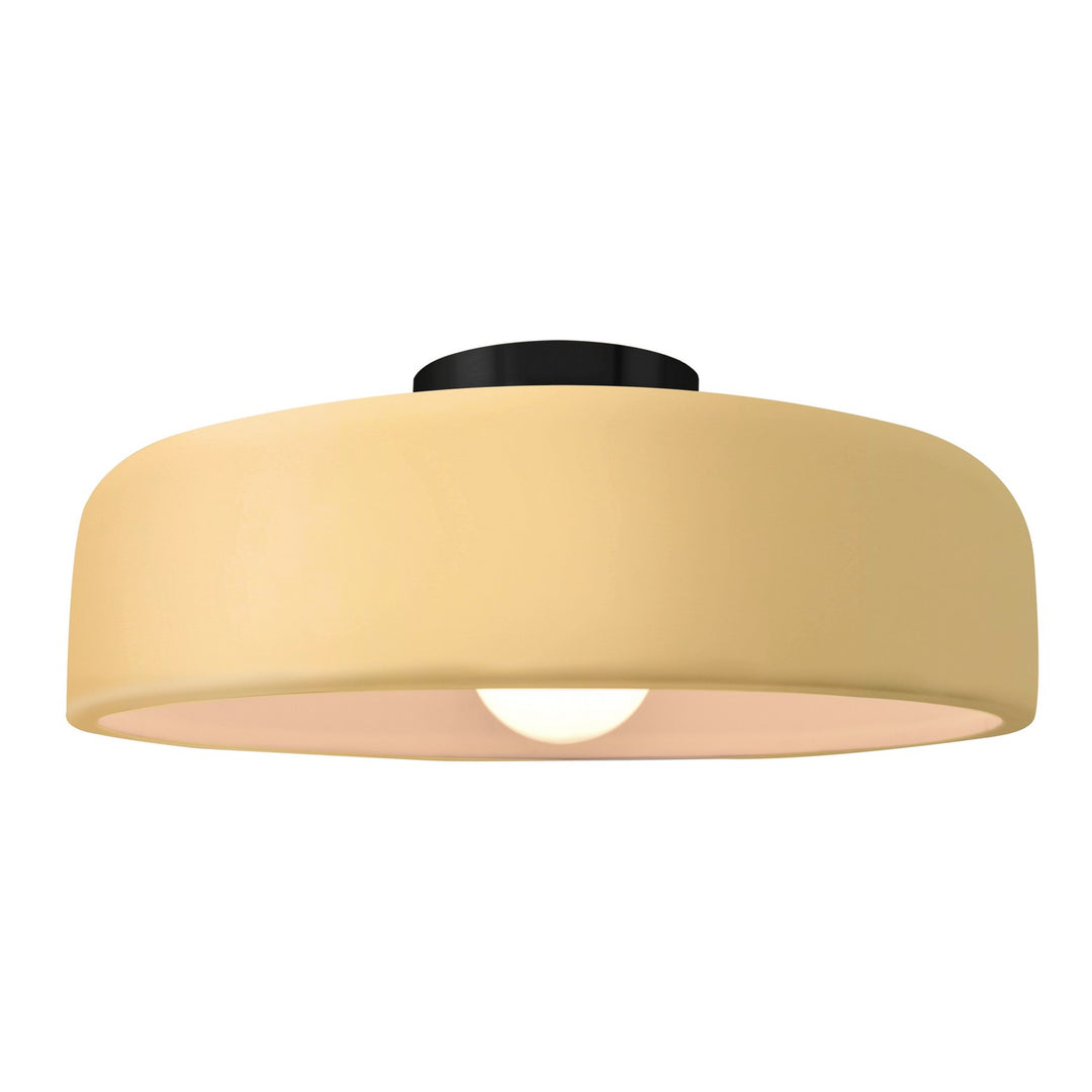 Justice Designs - CER-6345-MYLW-MBLK - One Light Semi-Flush Mount - Radiance - Muted Yellow