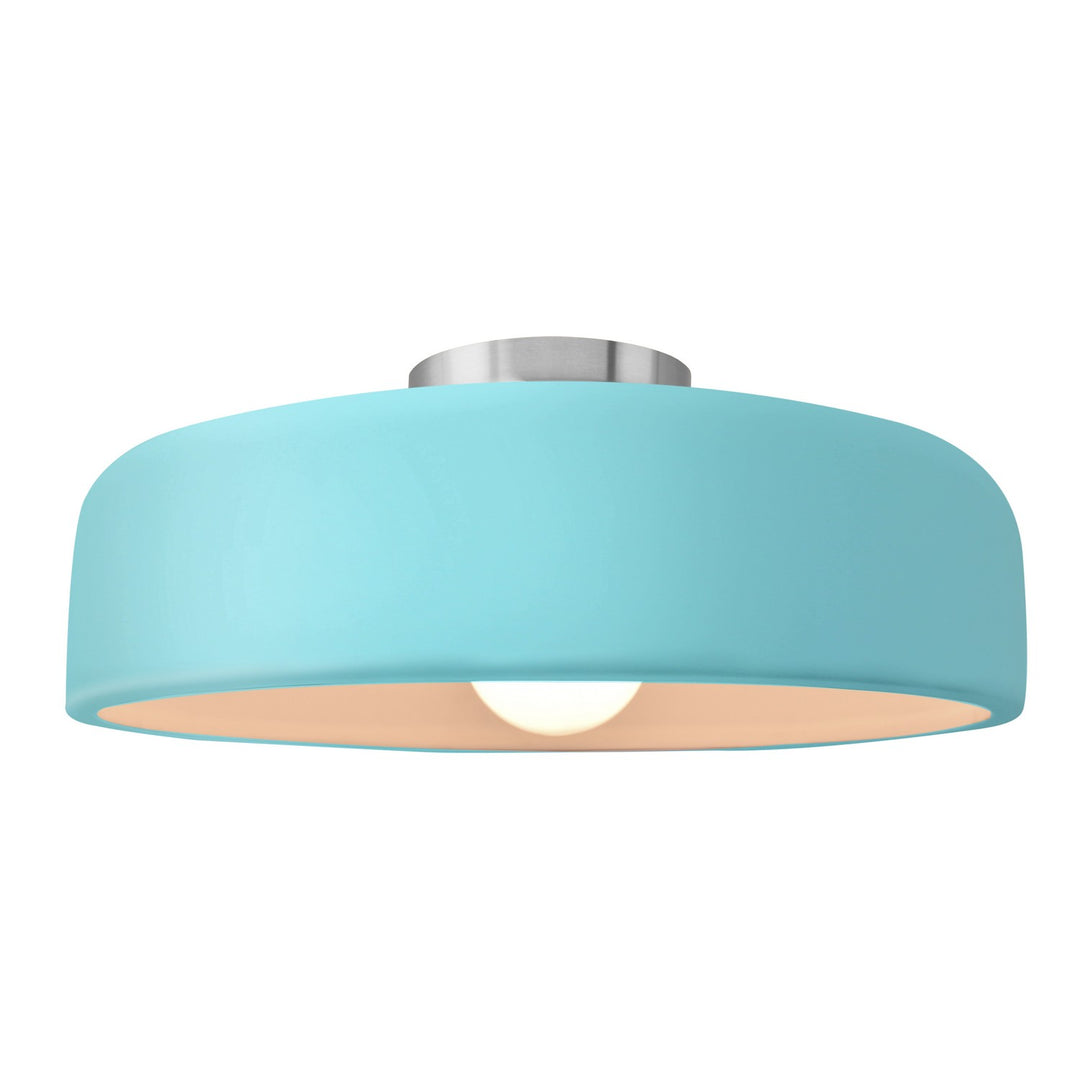 Justice Designs - CER-6345-RFPL-NCKL - One Light Semi-Flush Mount - Radiance - Reflecting Pool