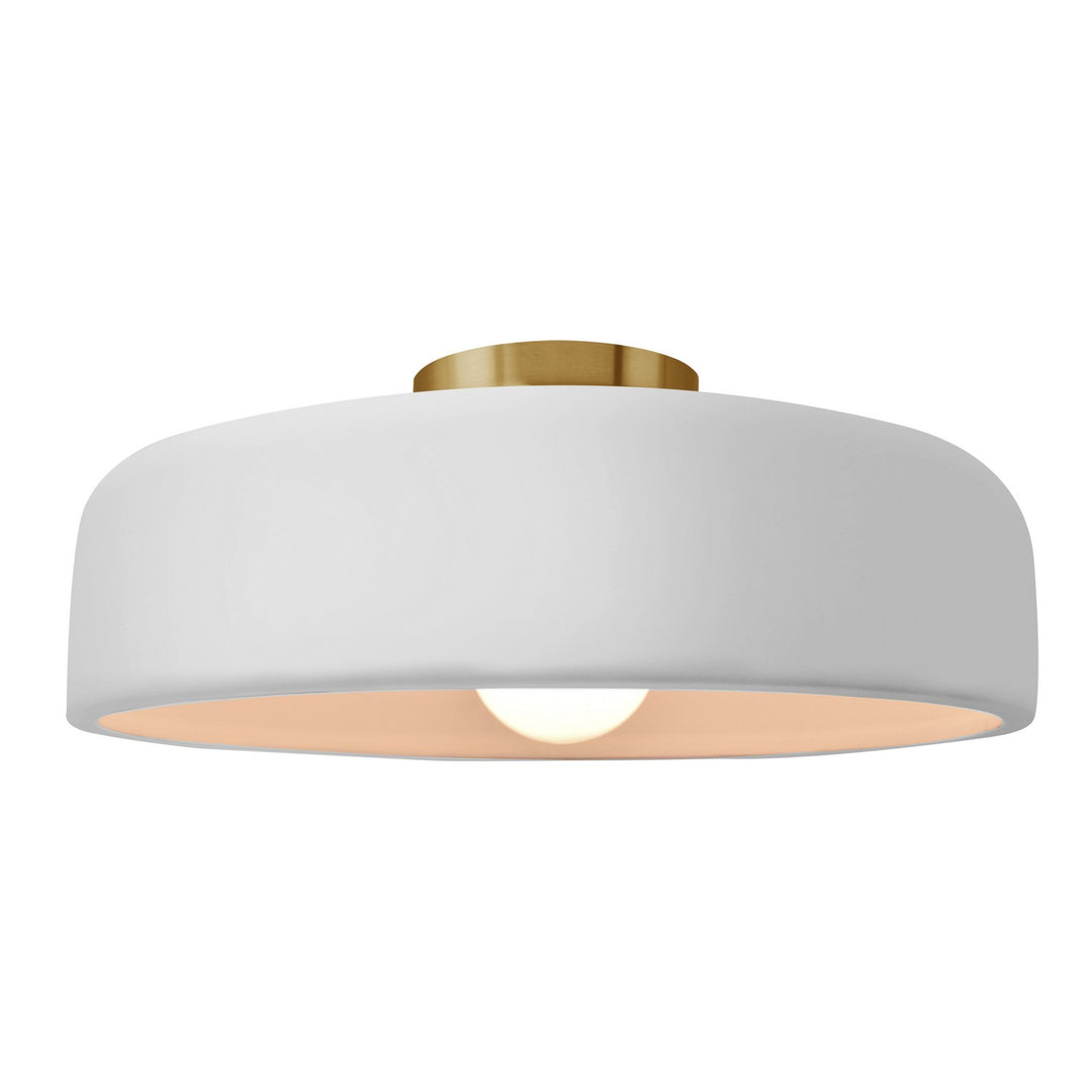 Justice Designs - CER-6345-WHT-BRSS - One Light Semi-Flush Mount - Radiance - Gloss White