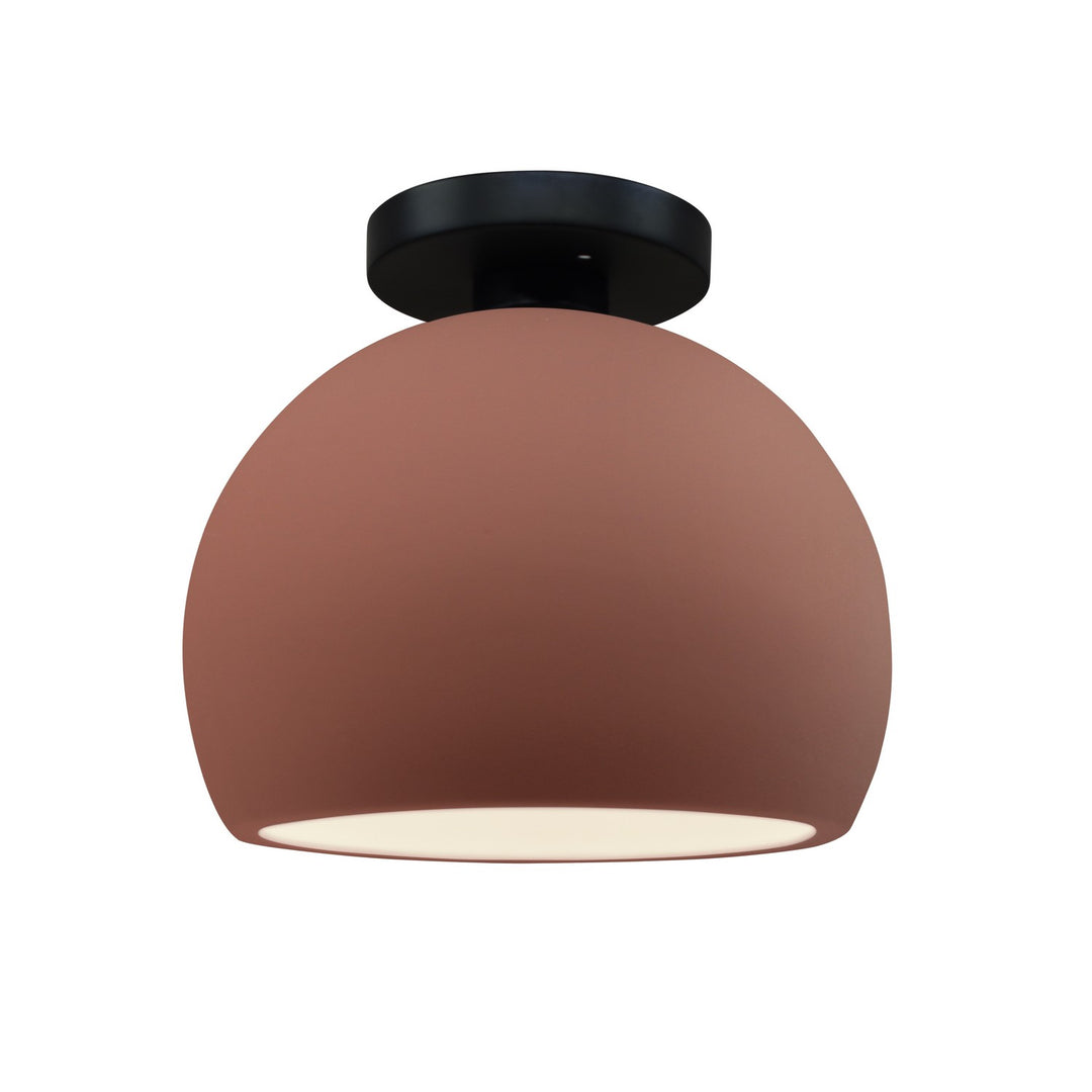 Justice Designs - CER-6350-CLAY-MBLK - One Light Semi-Flush Mount - Radiance - Canyon Clay