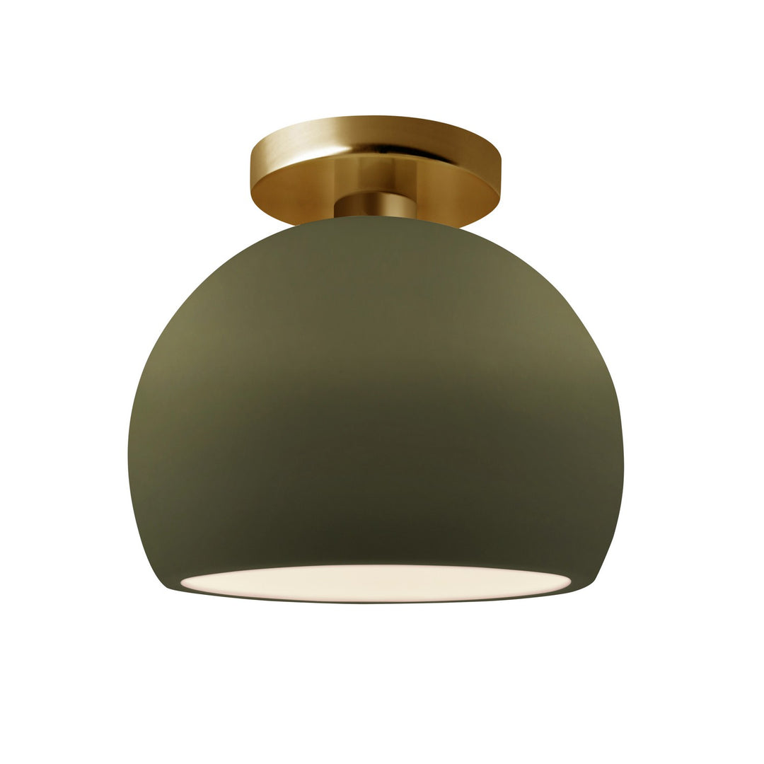 Justice Designs - CER-6350-MGRN-BRSS - One Light Semi-Flush Mount - Radiance - Matte Green