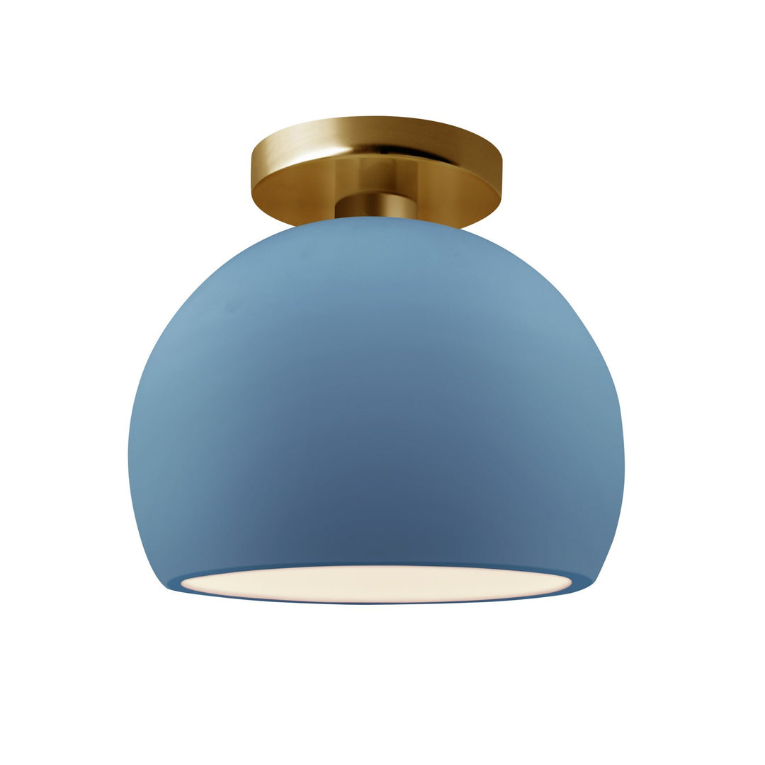 Justice Designs - CER-6350-SKBL-BRSS - One Light Semi-Flush Mount - Radiance - Sky Blue