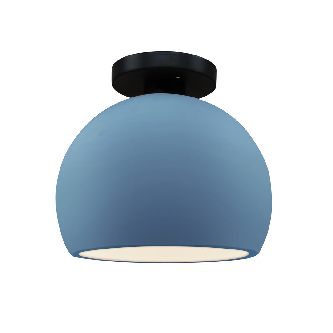 Justice Designs - CER-6350-SKBL-MBLK - One Light Semi-Flush Mount - Radiance - Sky Blue