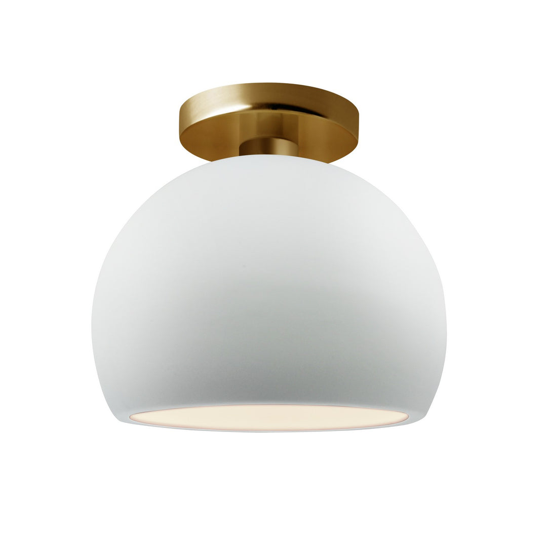 Justice Designs - CER-6350-WHT-BRSS - One Light Semi-Flush Mount - Radiance - Gloss White