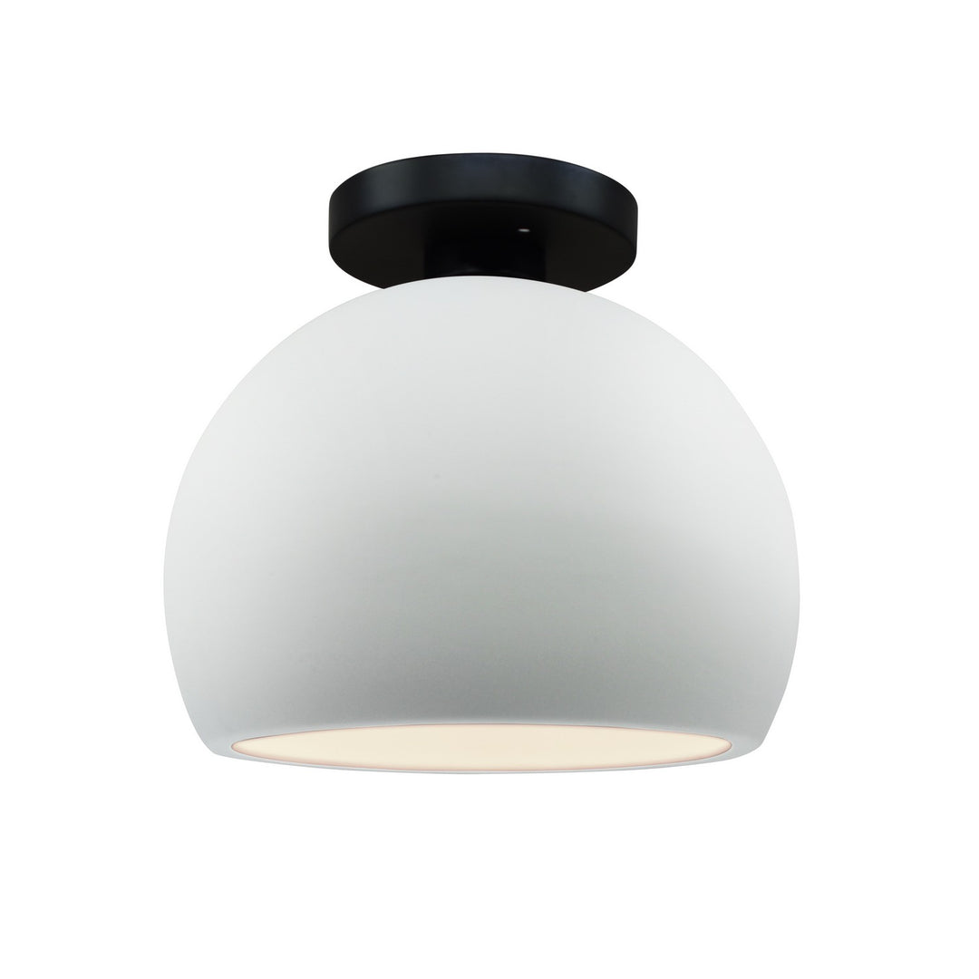 Justice Designs - CER-6350-WTWT-MBLK - One Light Semi-Flush Mount - Radiance - Gloss White (outside and inside of fixture)