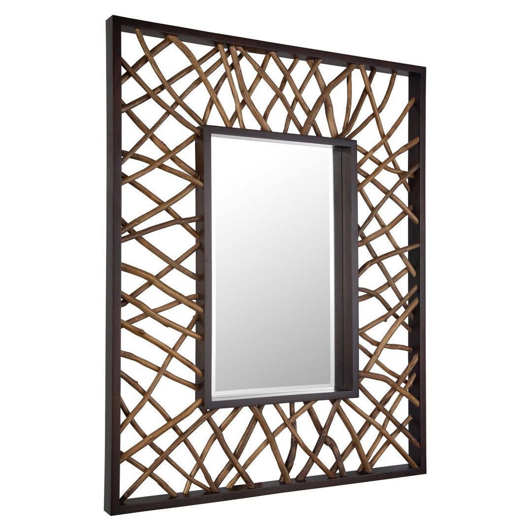 Teak Maze Mirror in Solid Mahogany Wood - available from The Lighting Shoppe, trusted by Canadian homeowners