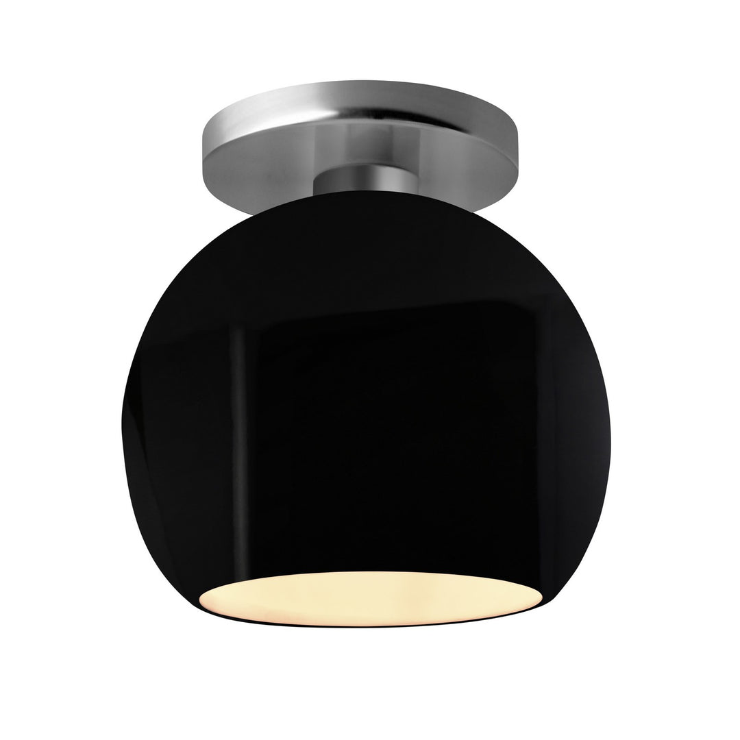 Justice Designs - CER-6353-BKMT-NCKL - One Light Semi-Flush Mount - Radiance - Gloss Black w/ Matte White