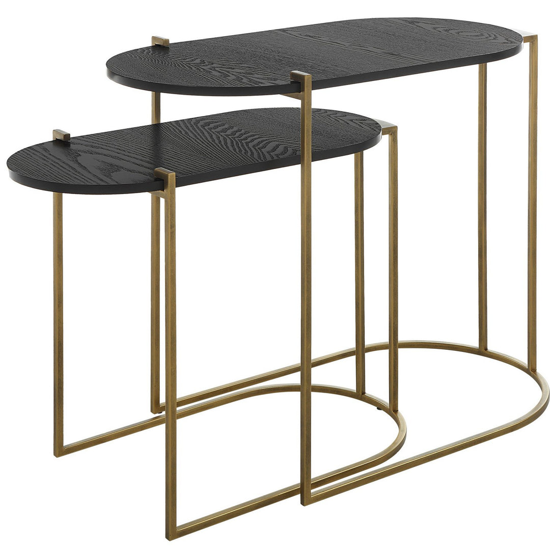 Aztec Nesting Tables, Set/2 in Antique Brass - available from The Lighting Shoppe, trusted by Canadian homeowners