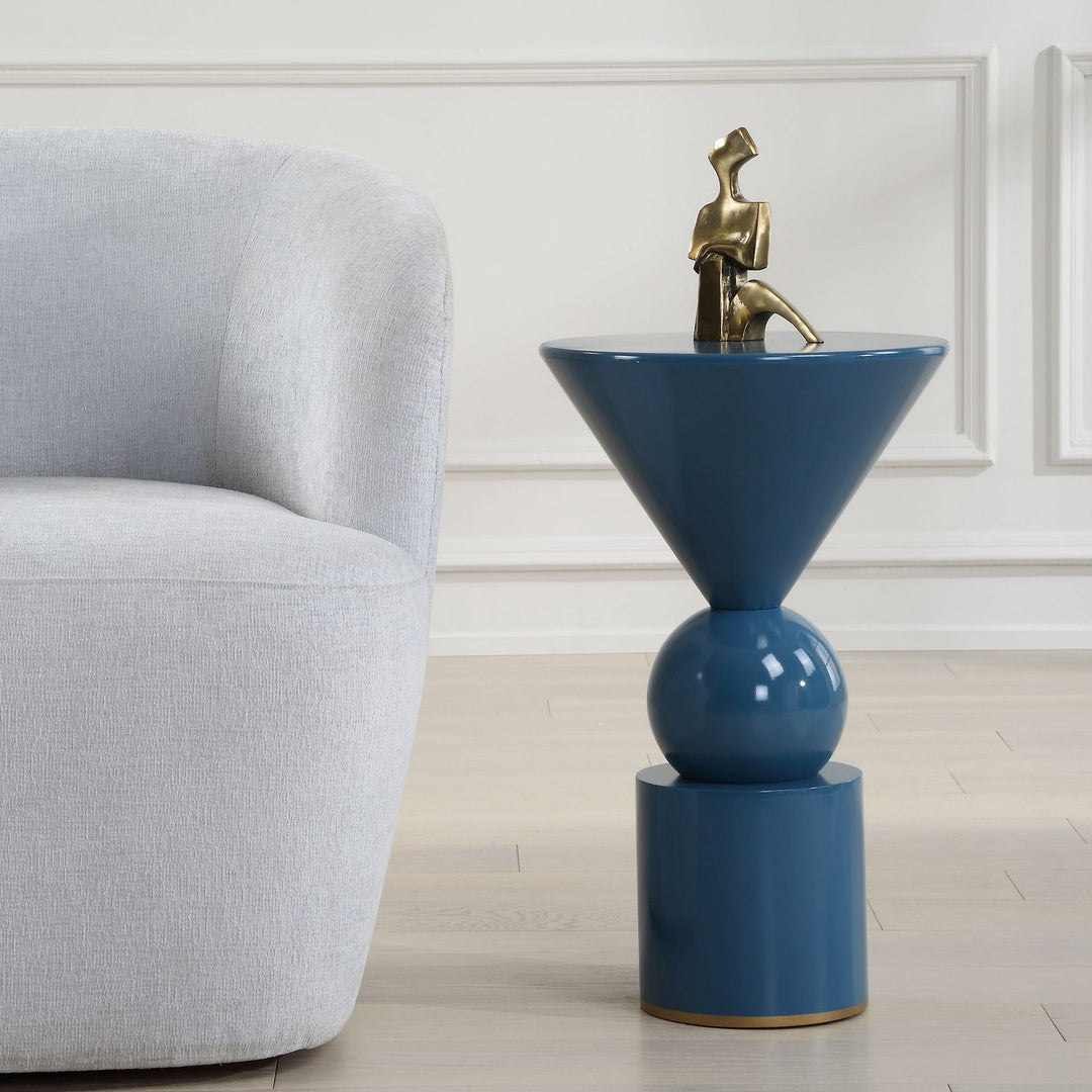 Trig Accent Table in Lustrous Blue - available from The Lighting Shoppe, trusted by Canadian homeowners