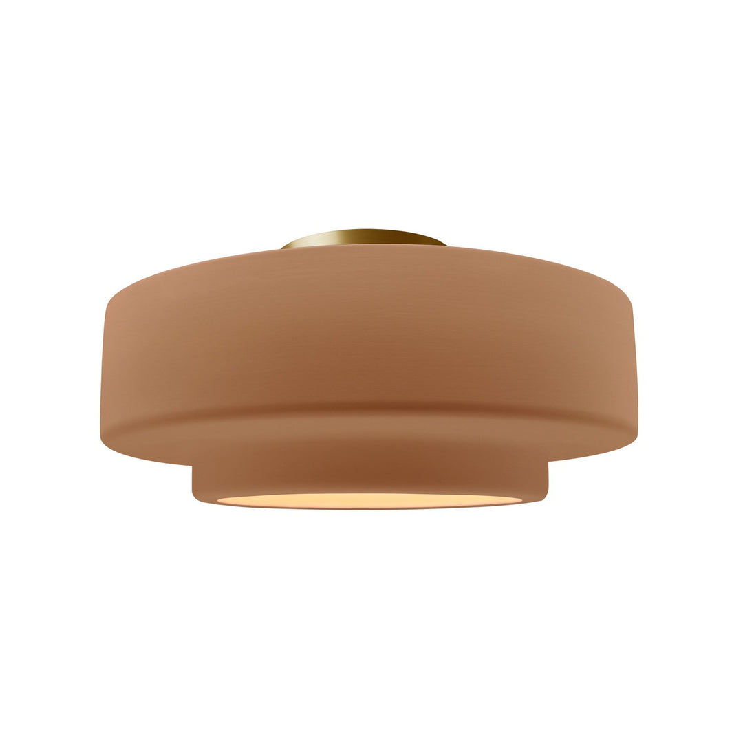 Justice Designs - CER-6363-ADOB-BRSS - One Light Semi-Flush Mount - Radiance - Adobe