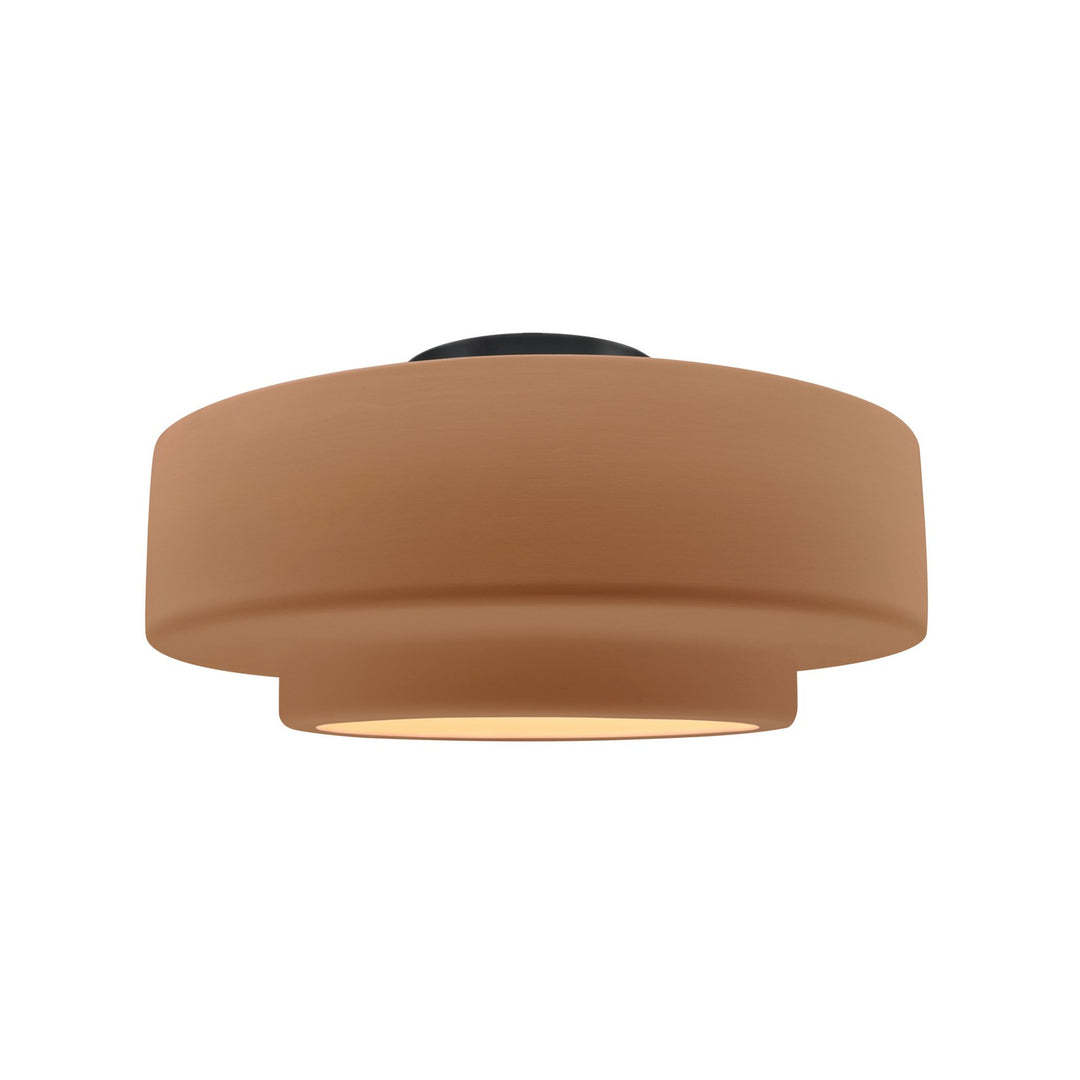 Justice Designs - CER-6363-ADOB-MBLK - One Light Semi-Flush Mount - Radiance - Adobe