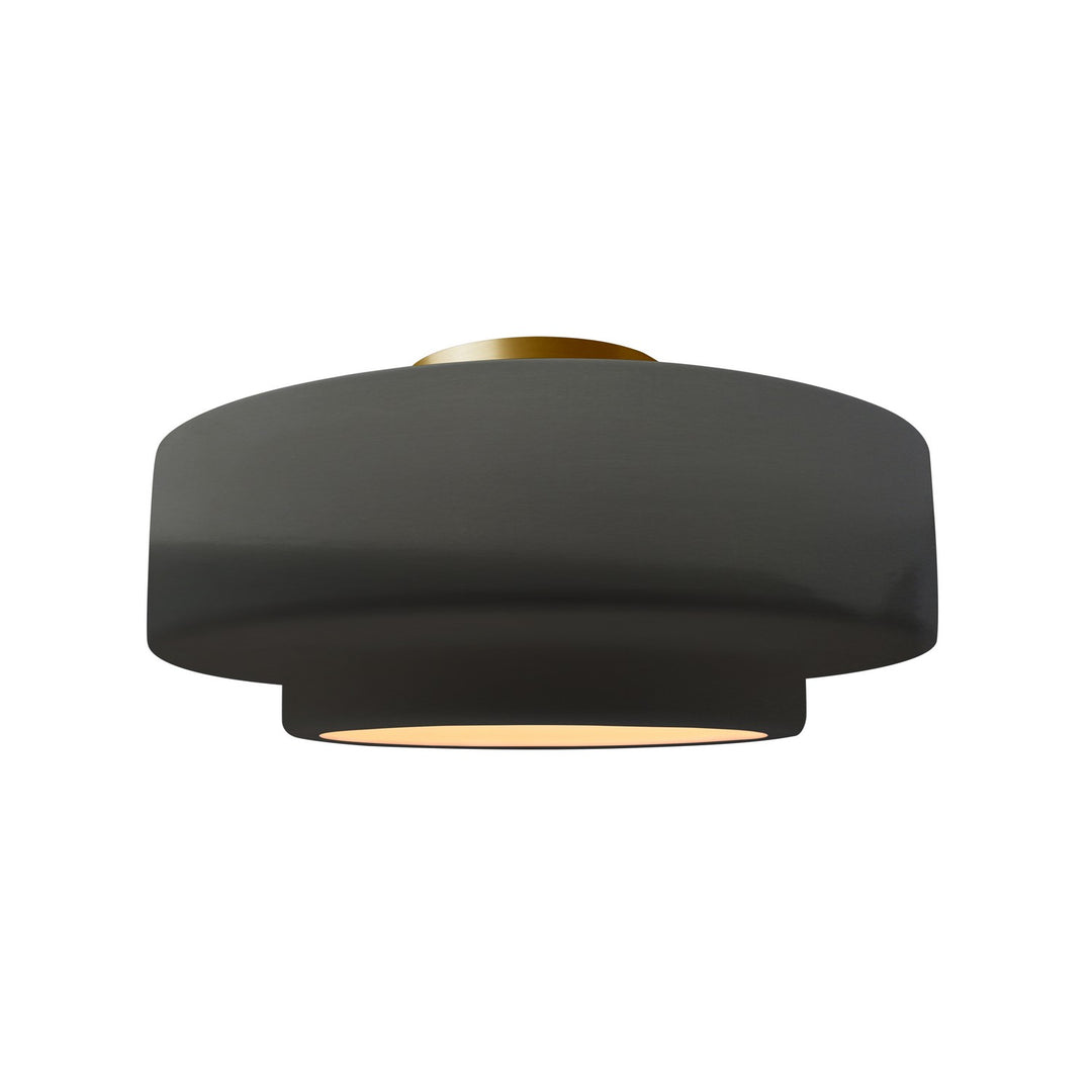 Justice Designs - CER-6363-GRY-BRSS - One Light Semi-Flush Mount - Radiance - Gloss Grey