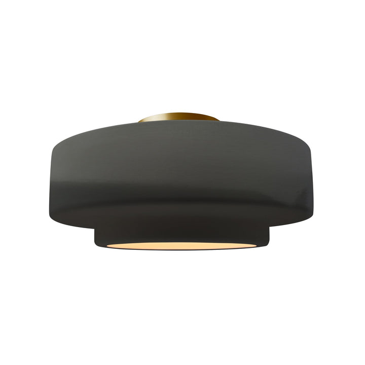 Justice Designs - CER-6363-GRY-BRSS - One Light Semi-Flush Mount - Radiance - Gloss Grey
