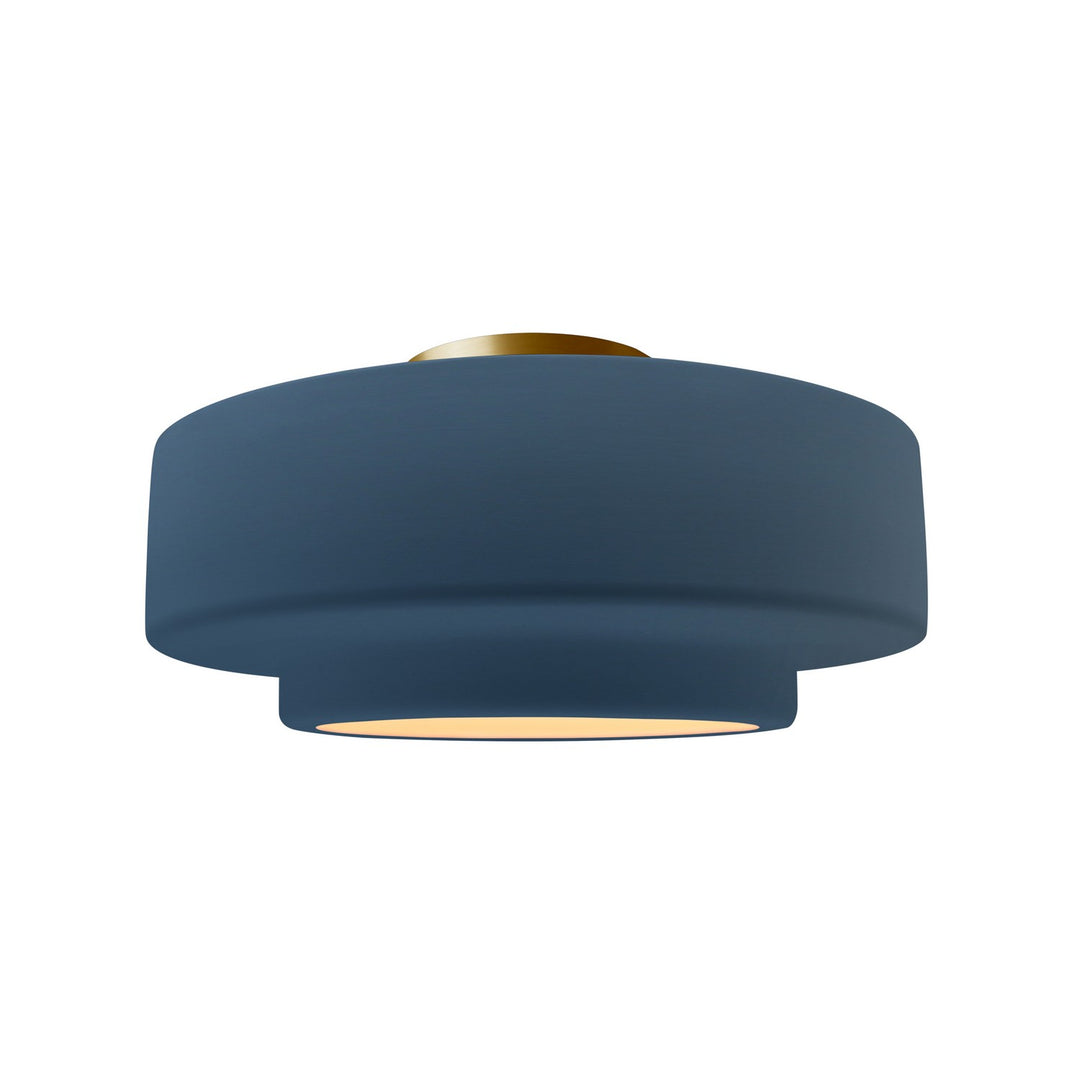 Justice Designs - CER-6363-MDMT-BRSS - One Light Semi-Flush Mount - Radiance - Midnight Sky w/ Matte White