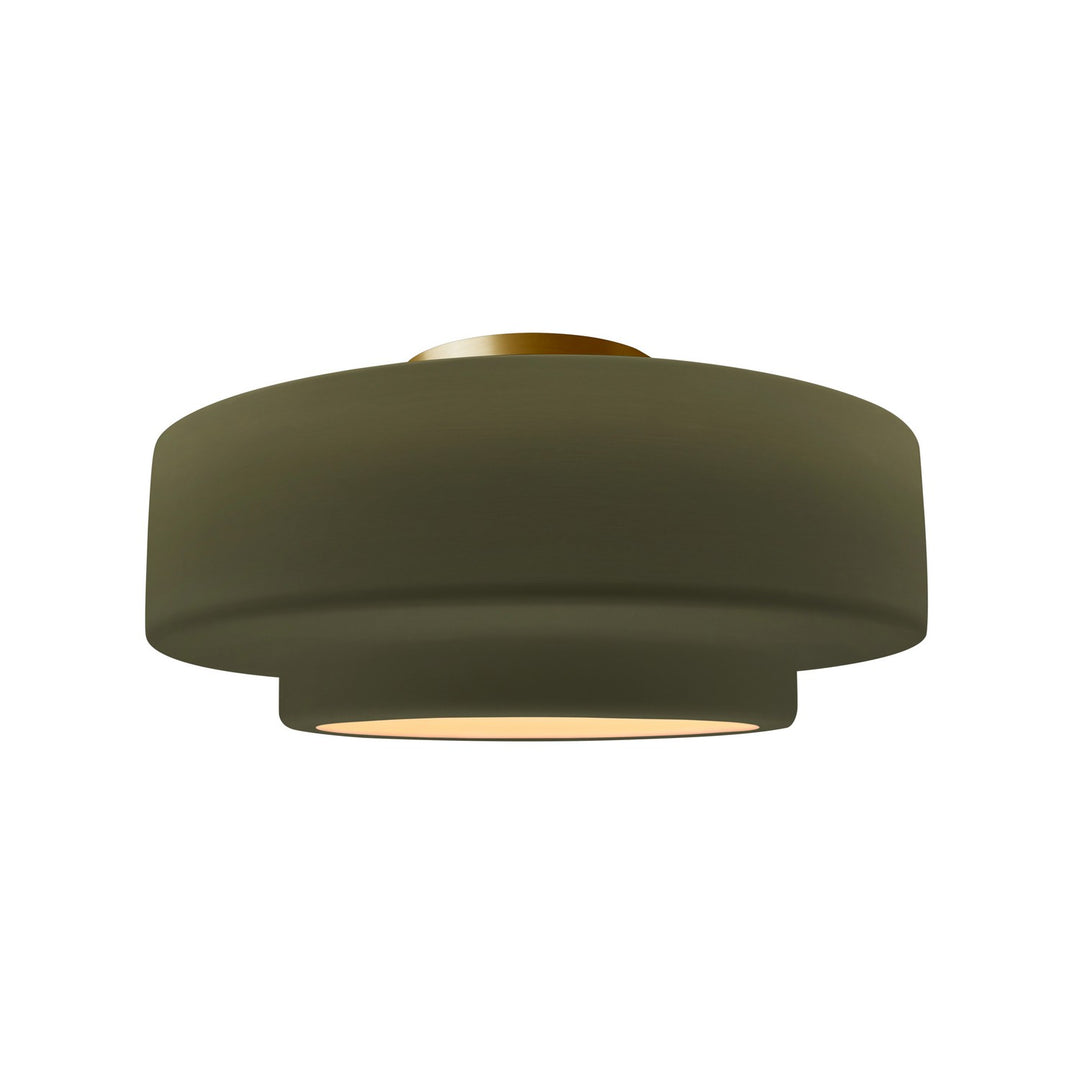 Justice Designs - CER-6363-MGRN-BRSS - One Light Semi-Flush Mount - Radiance - Matte Green