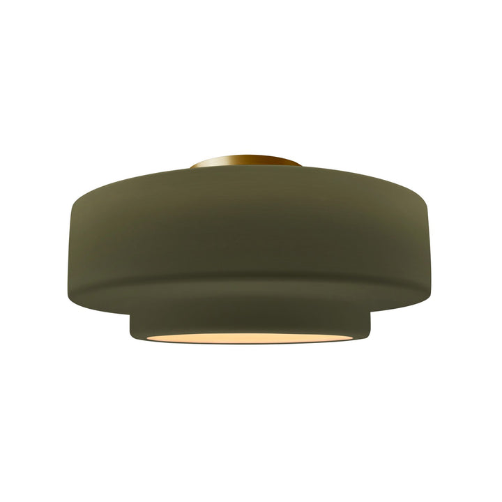 Justice Designs - CER-6363-MGRN-BRSS - One Light Semi-Flush Mount - Radiance - Matte Green