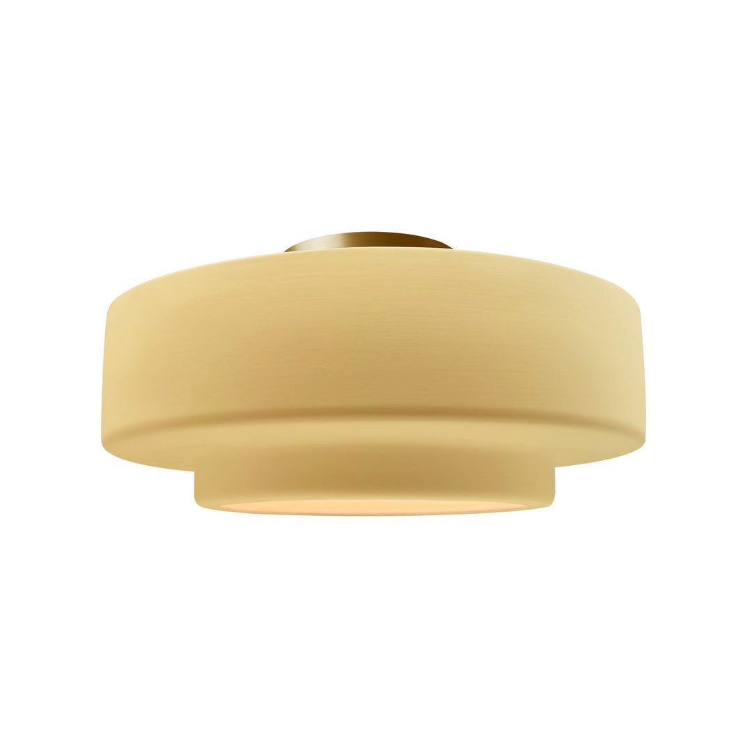 Justice Designs - CER-6363-MYLW-BRSS - One Light Semi-Flush Mount - Radiance - Muted Yellow