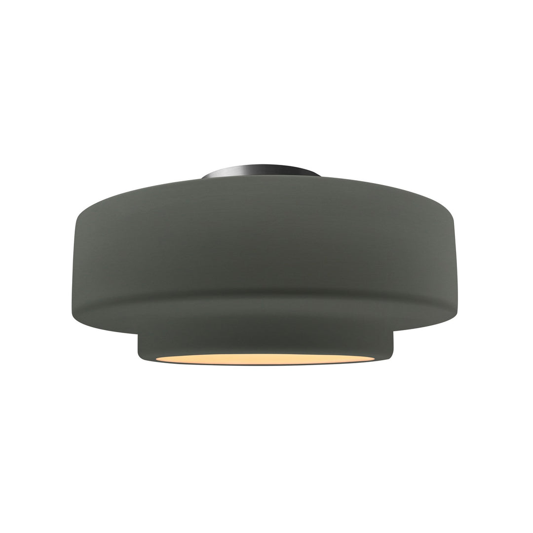Justice Designs - CER-6363-PWGN-NCKL - One Light Semi-Flush Mount - Radiance - Pewter Green