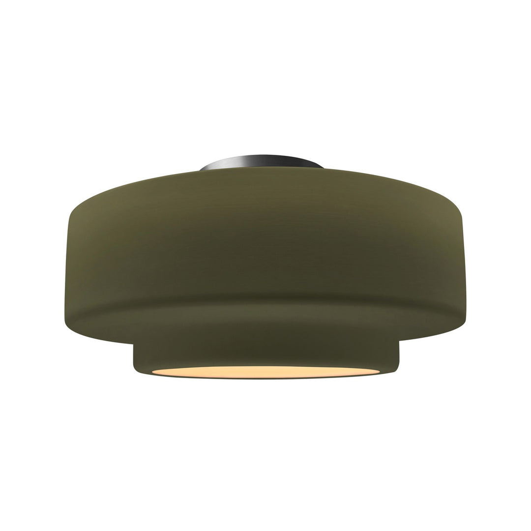 Justice Designs - CER-6365-MGRN-NCKL - One Light Semi-Flush Mount - Radiance - Matte Green