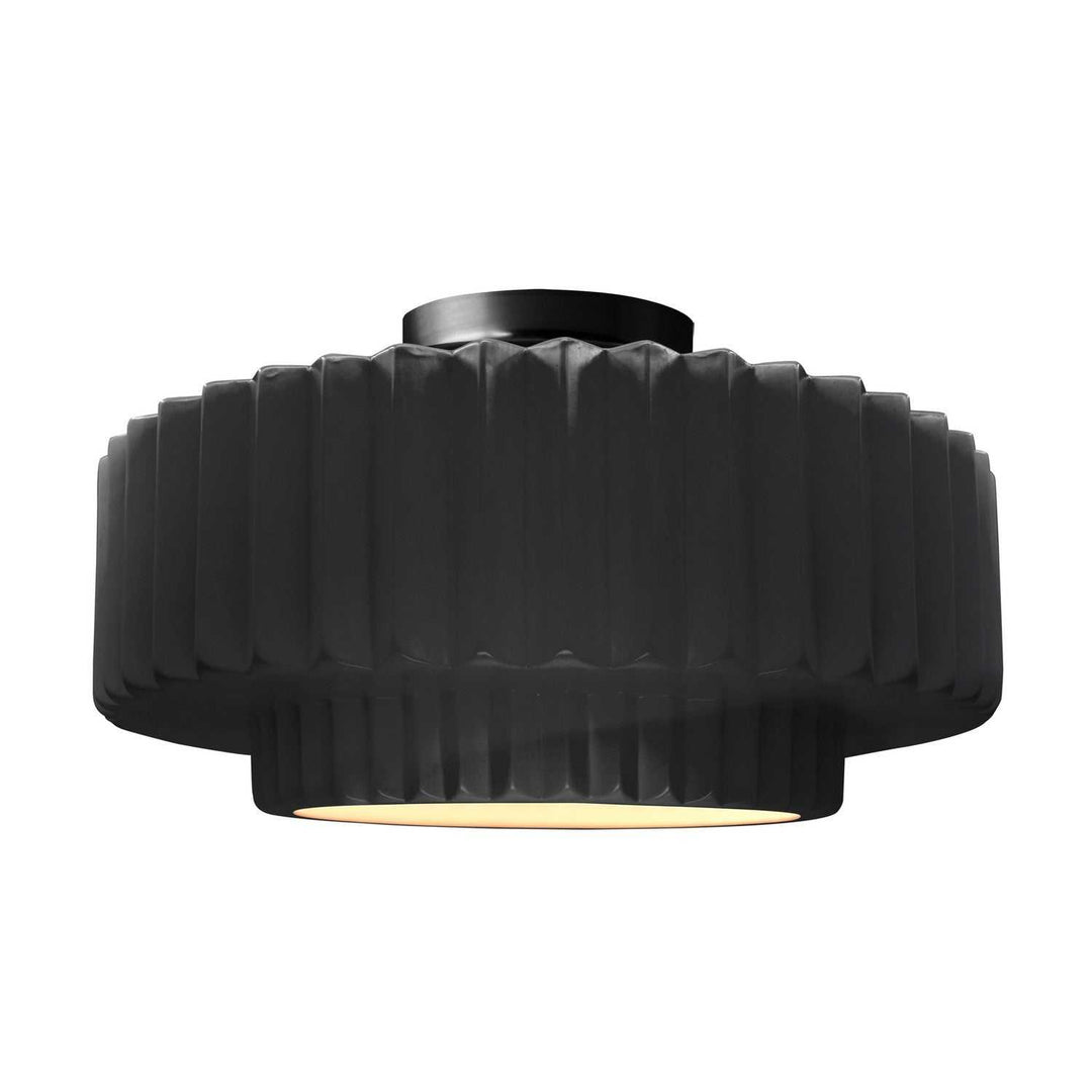 Radiance One Light Semi-Flush Mount in Gloss Black w/ Matte White Justice Designs