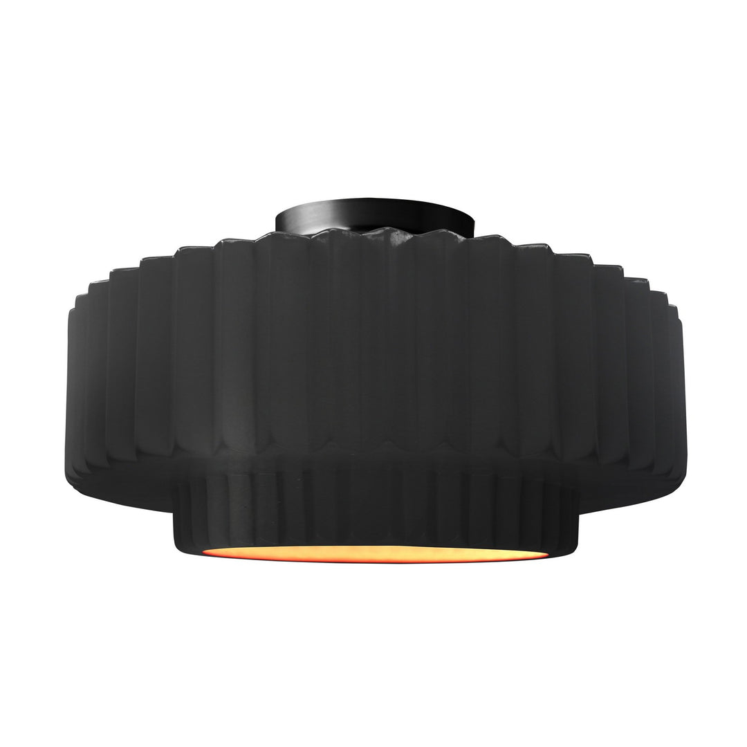 Justice Designs - CER-6375-CBGD-MBLK - One Light Semi-Flush Mount - Radiance - Carbon Matte Black w/ Champagne Gold