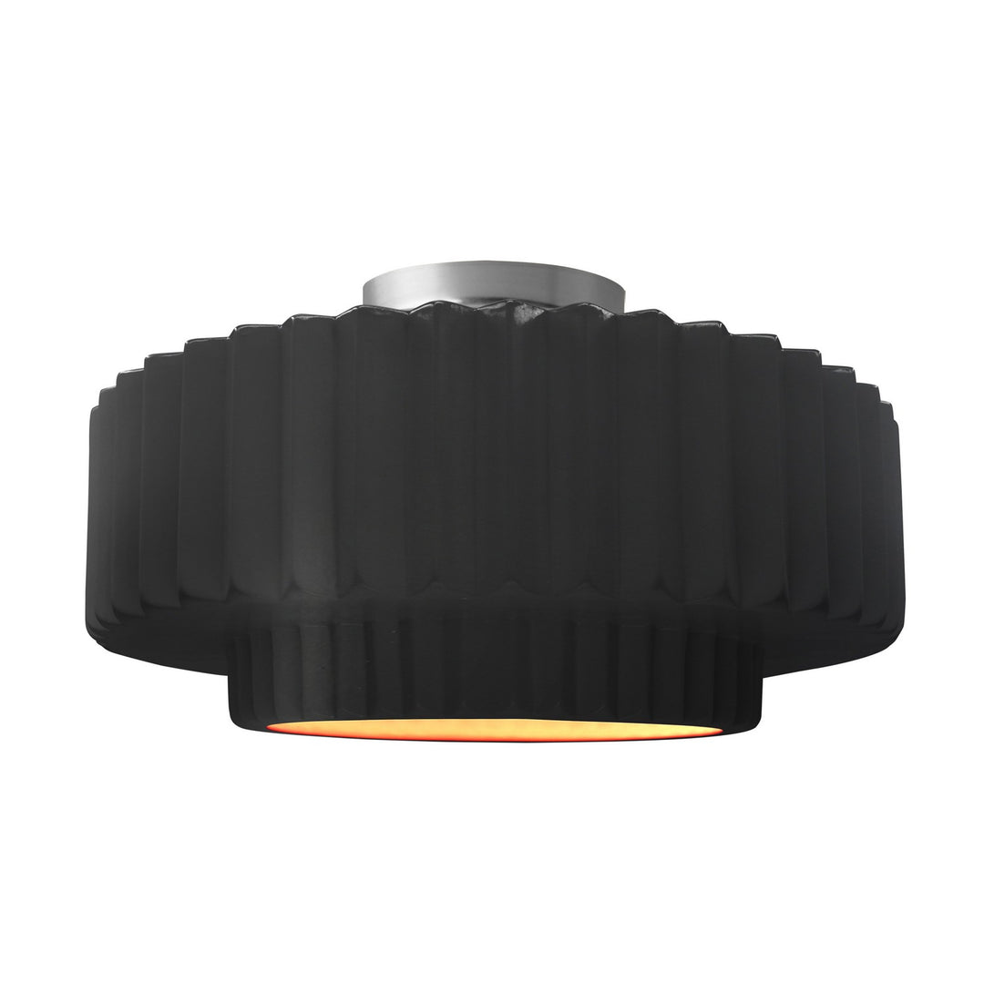 Justice Designs - CER-6375-CBGD-NCKL - One Light Semi-Flush Mount - Radiance - Carbon Matte Black w/ Champagne Gold