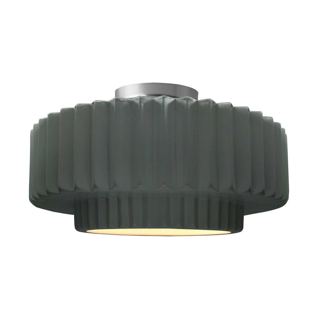 Radiance One Light Semi-Flush Mount in Pewter Green Justice Designs