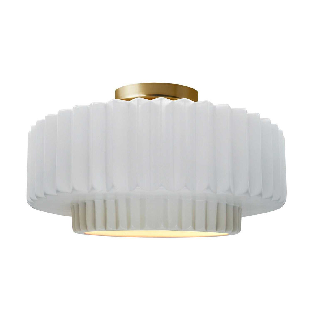 Radiance One Light Semi-Flush Mount in Gloss White (outside and inside of fixture) Justice Designs