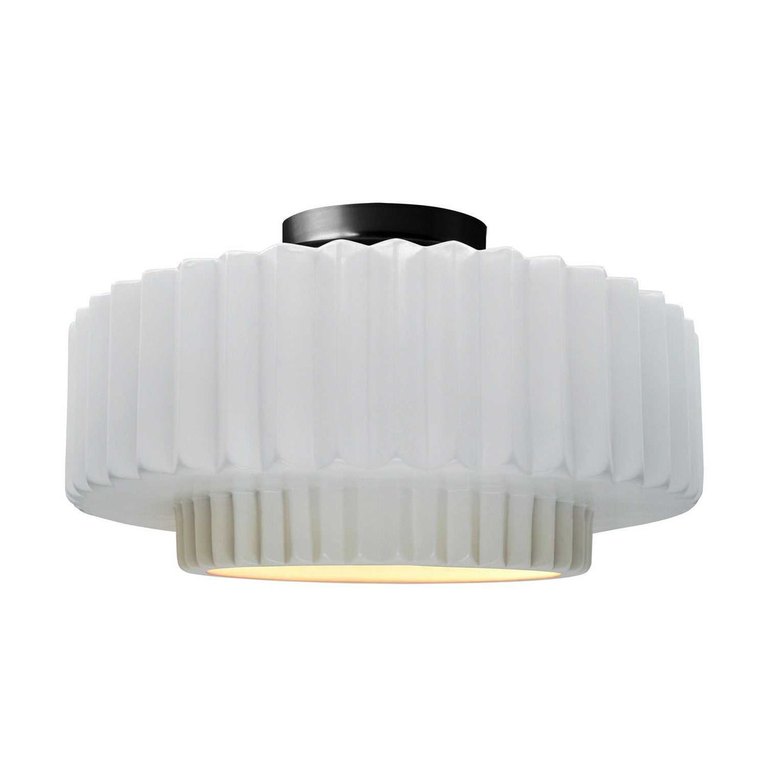 Radiance One Light Semi-Flush Mount in Gloss White (outside and inside of fixture) Justice Designs