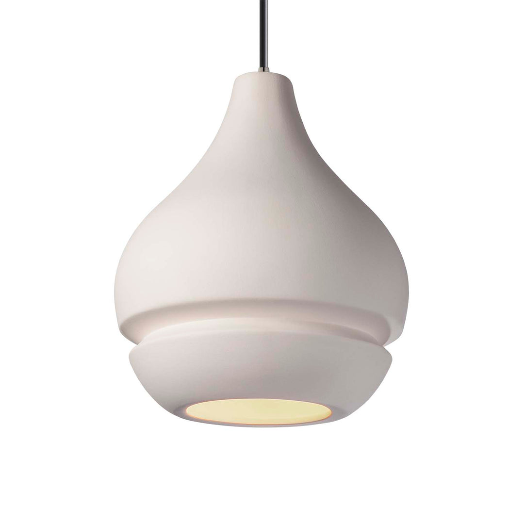 Justice Designs - CER-6400-BIS-NCKL-BKCD - One Light Pendant - Radiance - Bisque