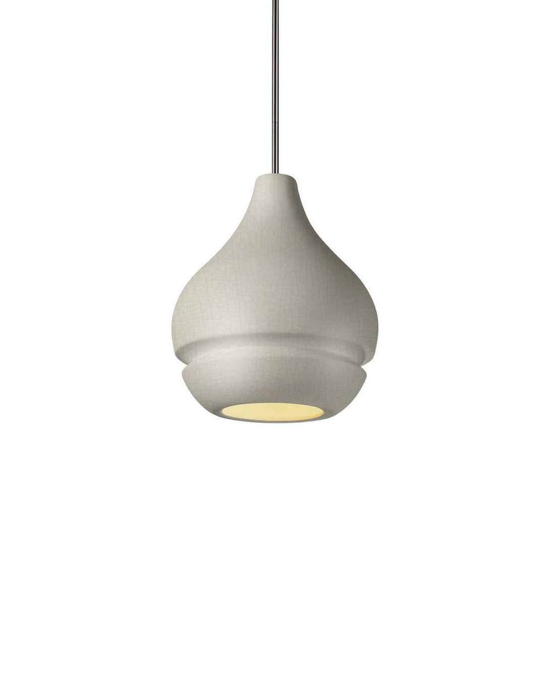 Radiance One Light Pendant in White Crackle Justice Designs