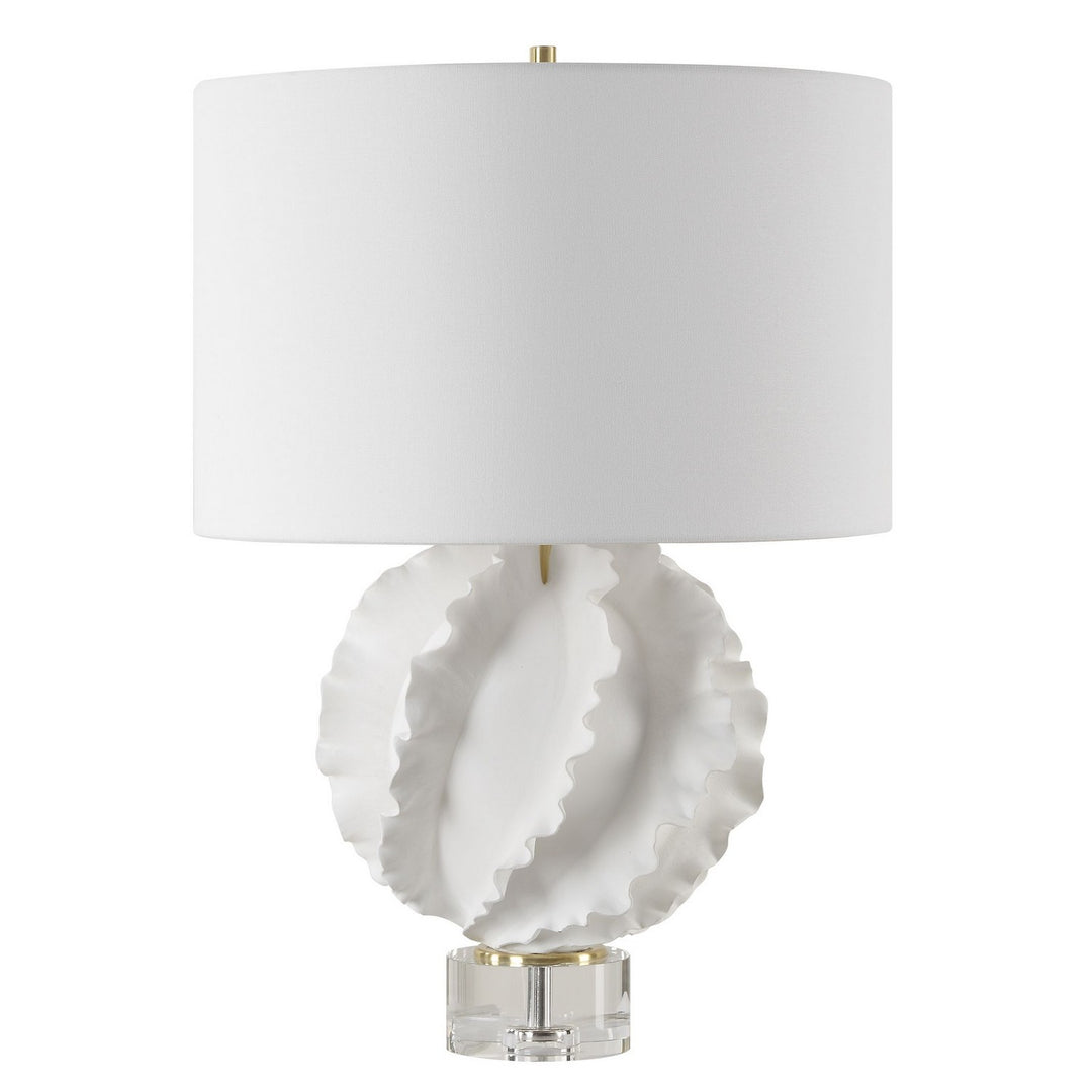 Saylor One Light Table Lamp in Satin White - available from The Lighting Shoppe, trusted by Canadian homeowners