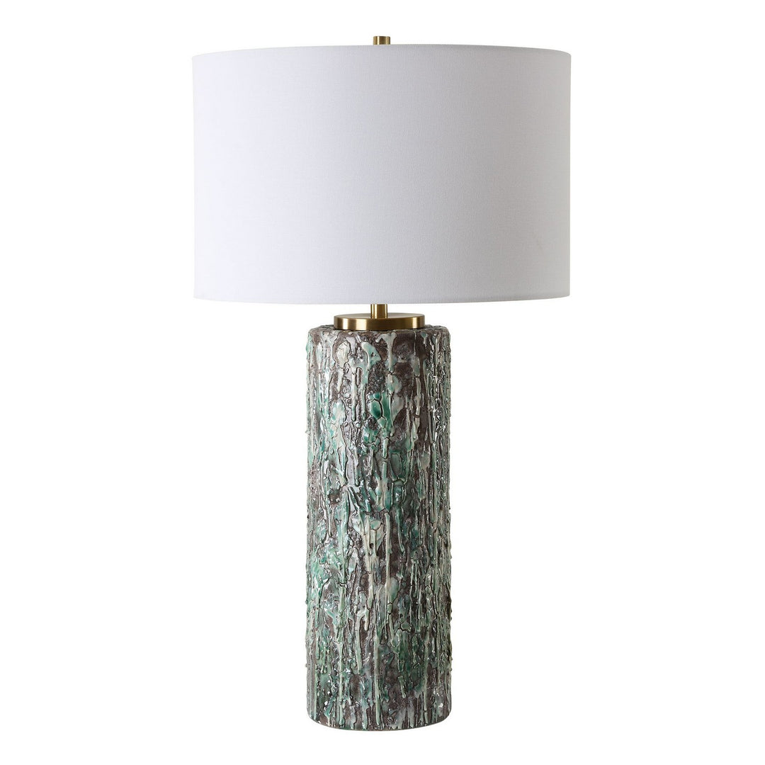 Meltdown One Light Table Lamp in Charcoal Background. Brass - available from The Lighting Shoppe, trusted by Canadian homeowners
