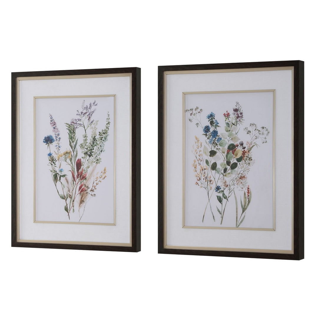 Delicate Flowers Framed Prints, S/2 in Dark Wood Grain - available from The Lighting Shoppe, trusted by Canadian homeowners