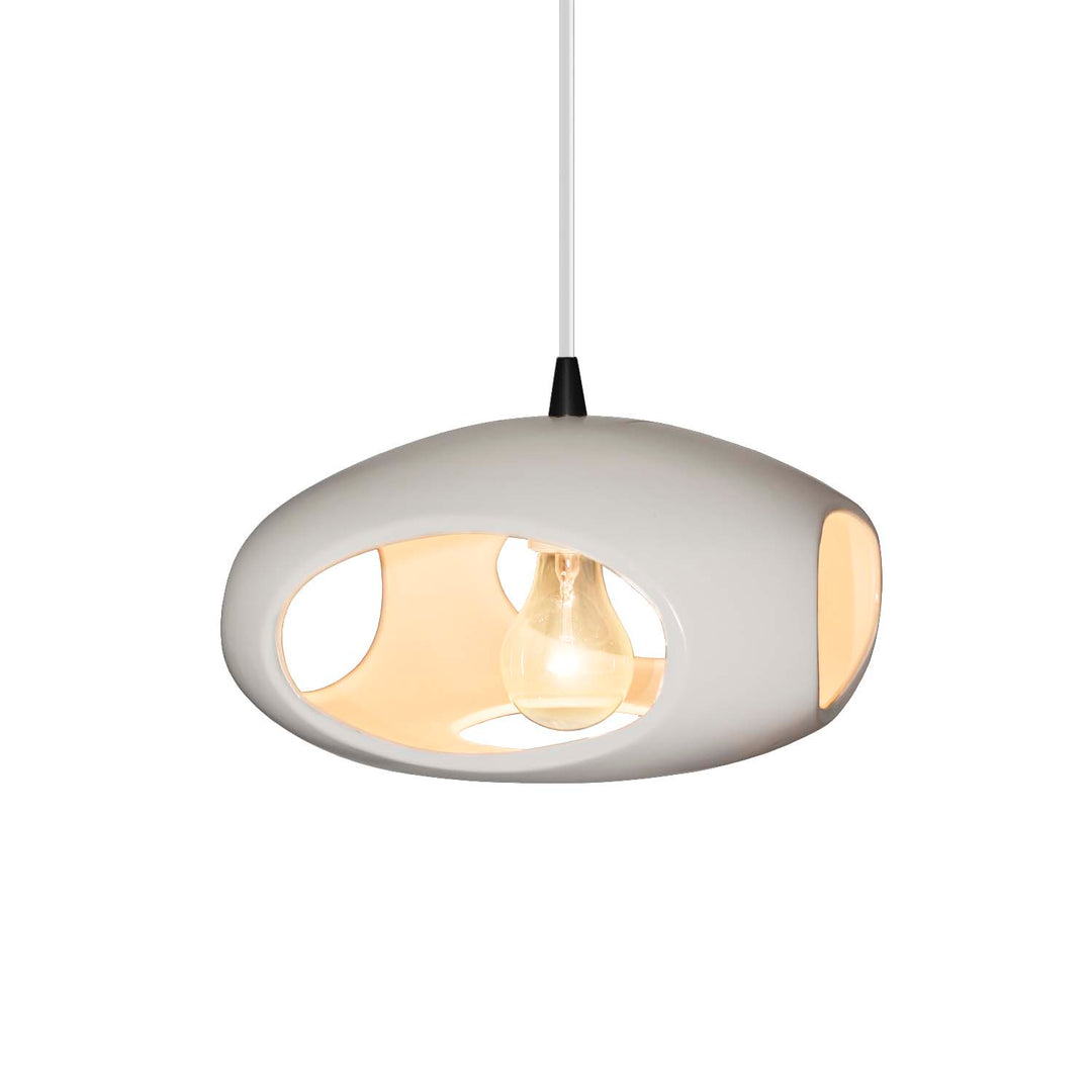 Justice Designs - CER-6440-BIS-MBLK-WTCD - One Light Pendant - Radiance - Bisque