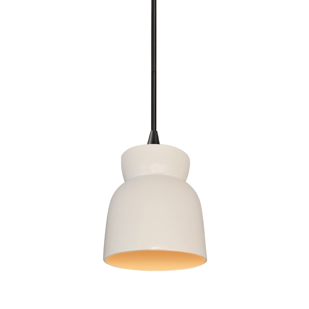 Justice Designs - CER-6515-MTGD-MBLK-BKCD - One Light Pendant - Radiance - Matte White with Champagne Gold