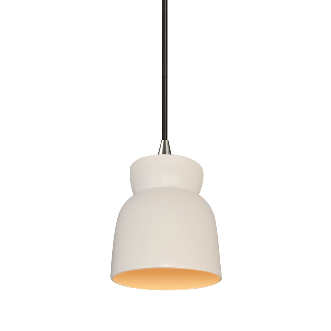 Justice Designs - CER-6515-MTGD-NCKL-BKCD - One Light Pendant - Radiance - Matte White with Champagne Gold