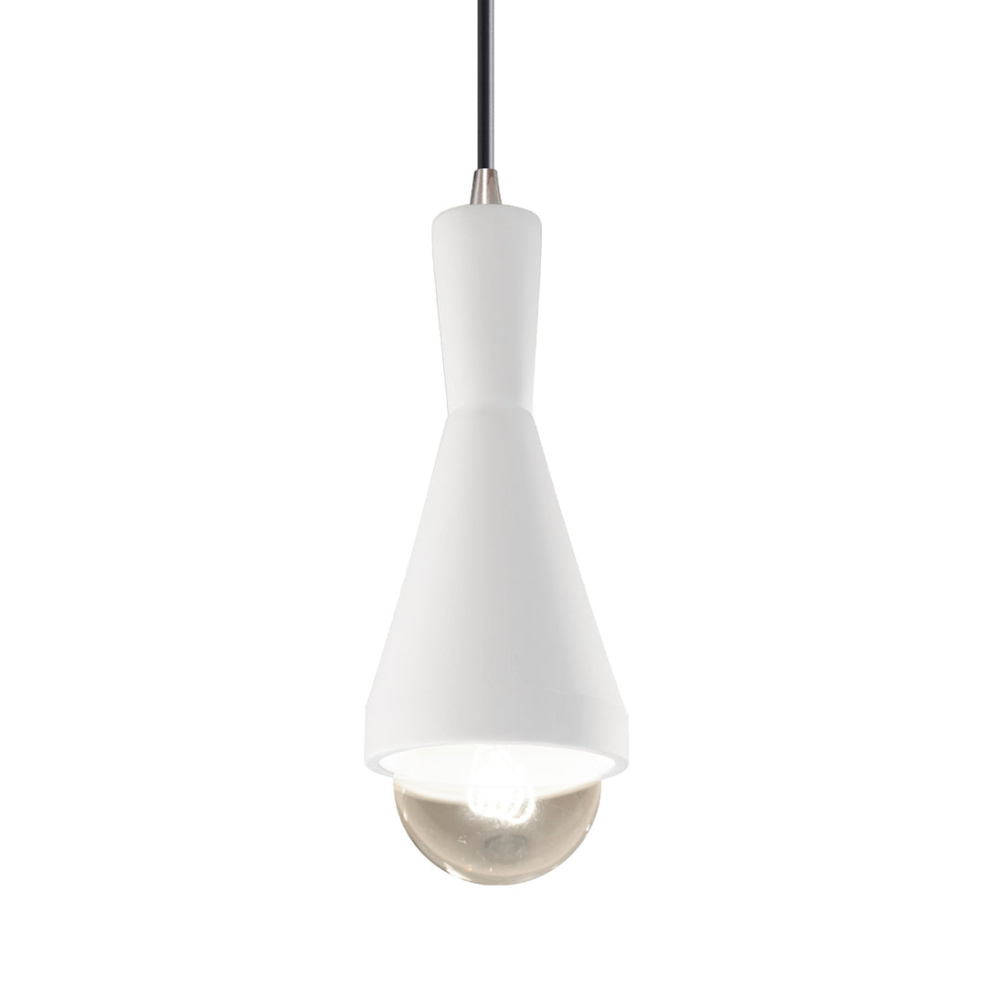 Justice Designs - CER-6520-WHT-NCKL-BKCD - One Light Pendant - Radiance - Gloss White