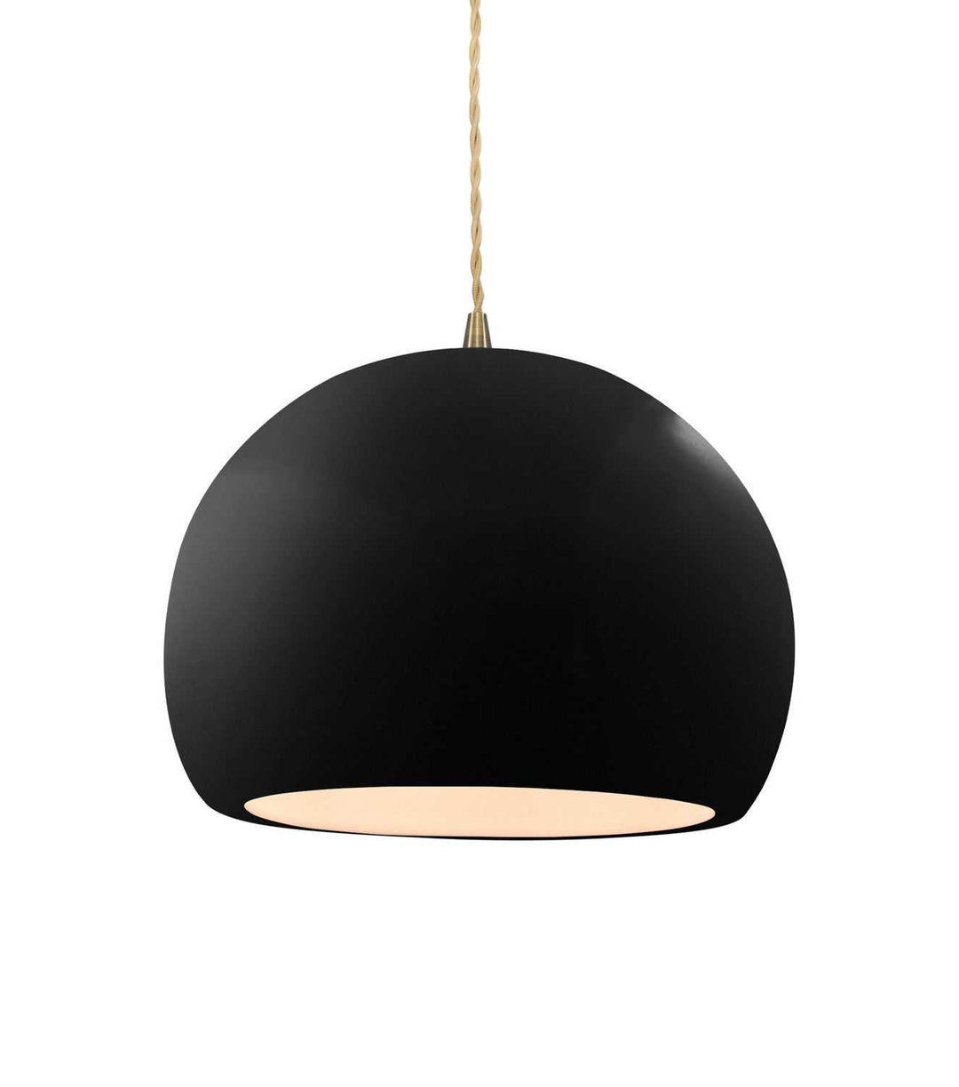 Radiance One Light Pendant in Gloss Black w/ Matte White Justice Designs