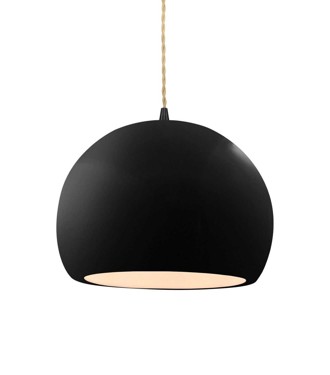 Radiance One Light Pendant in Gloss Black w/ Matte White Justice Designs