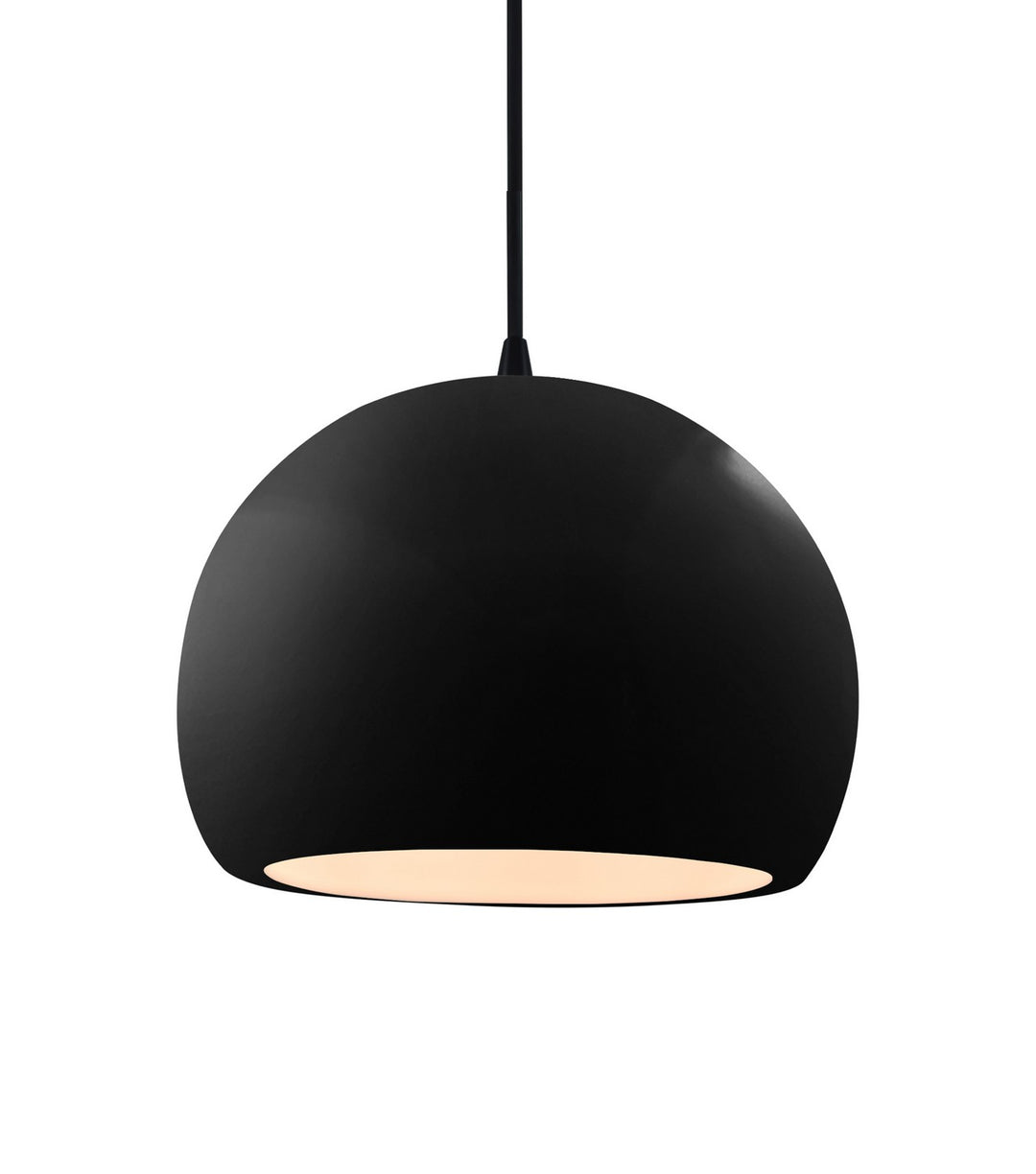Justice Designs - CER-6533-BKMT-MBLK-BKCD - One Light Pendant - Radiance - Gloss Black w/ Matte White