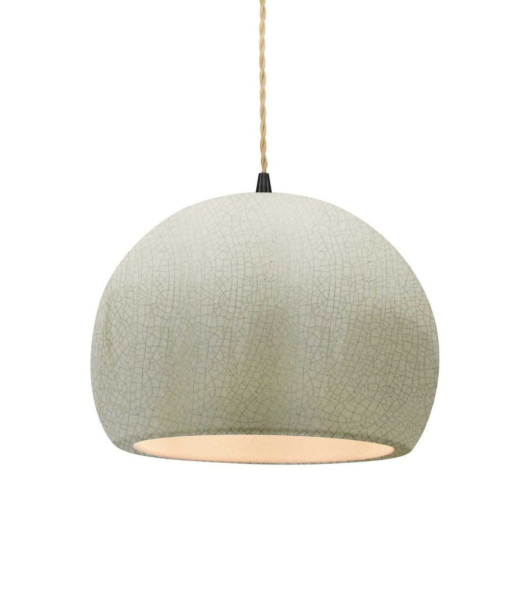 Radiance One Light Pendant in White Crackle Justice Designs